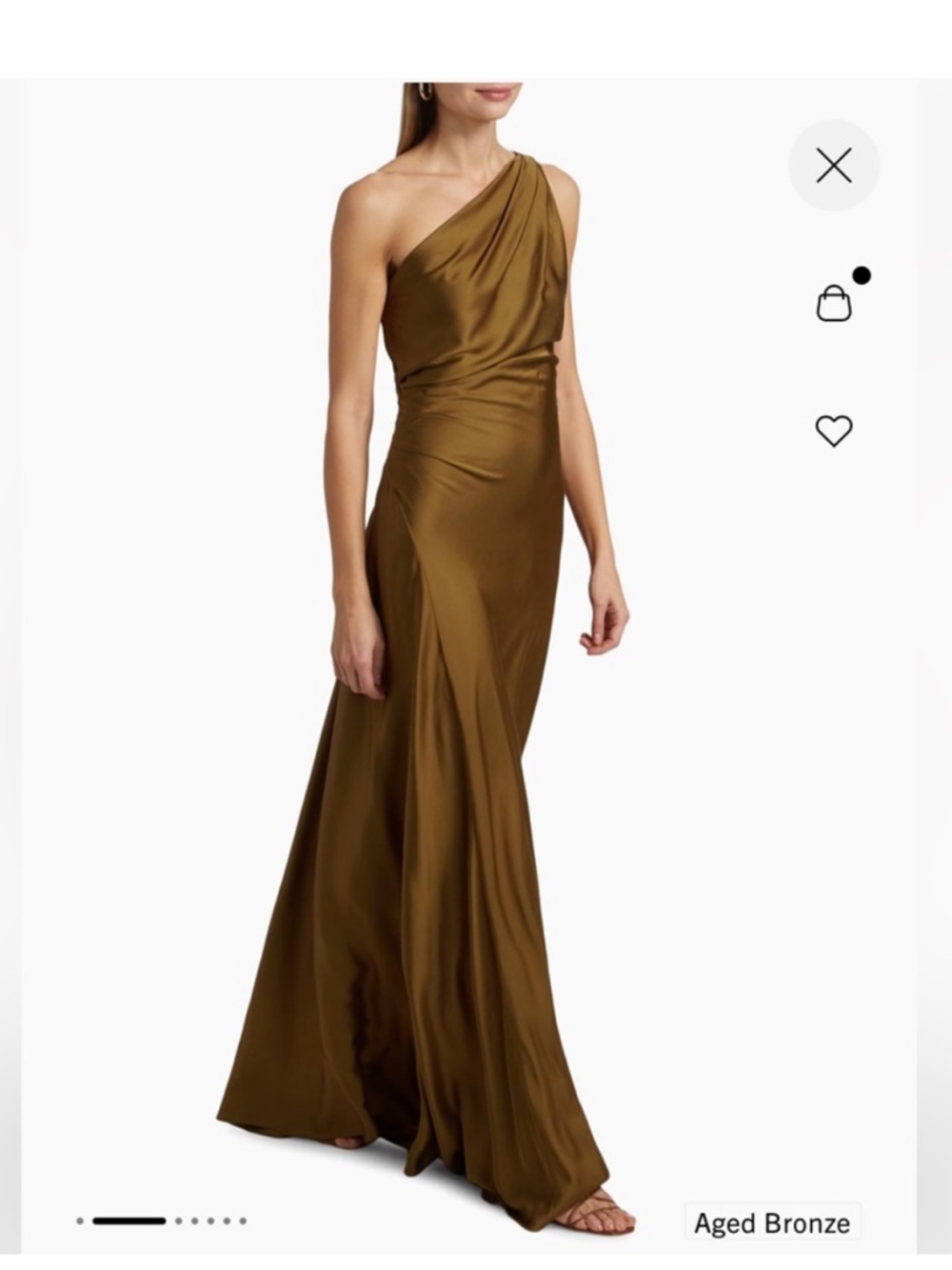 A.L.C. Aster Asymmetric Draped Gown in Aged Bronze NWT